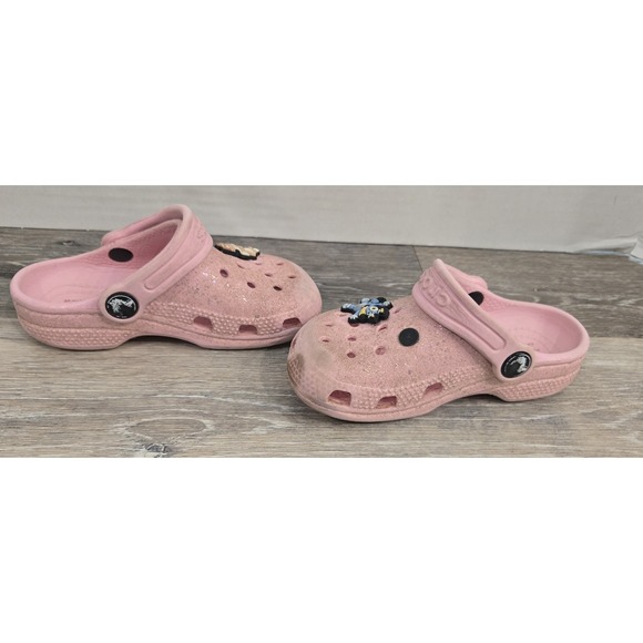Crocs Classic Clogs Pink Glitter‎ Size C8 toddler Play condition - Picture 8 of 9